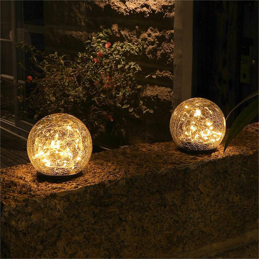 Solar Powered Lights Cracked Glass Globe Waterproof Lights