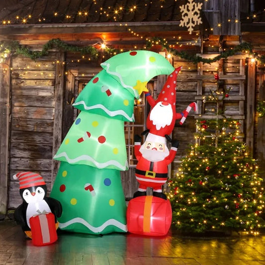 Christmas Lights 6FT Inflatable Tree Lights With Elf And Santa Claus