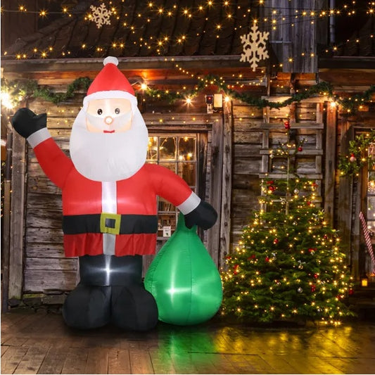 Christmas Lights 6FT Inflatable Santa Claus Lights With Large Gift Bag