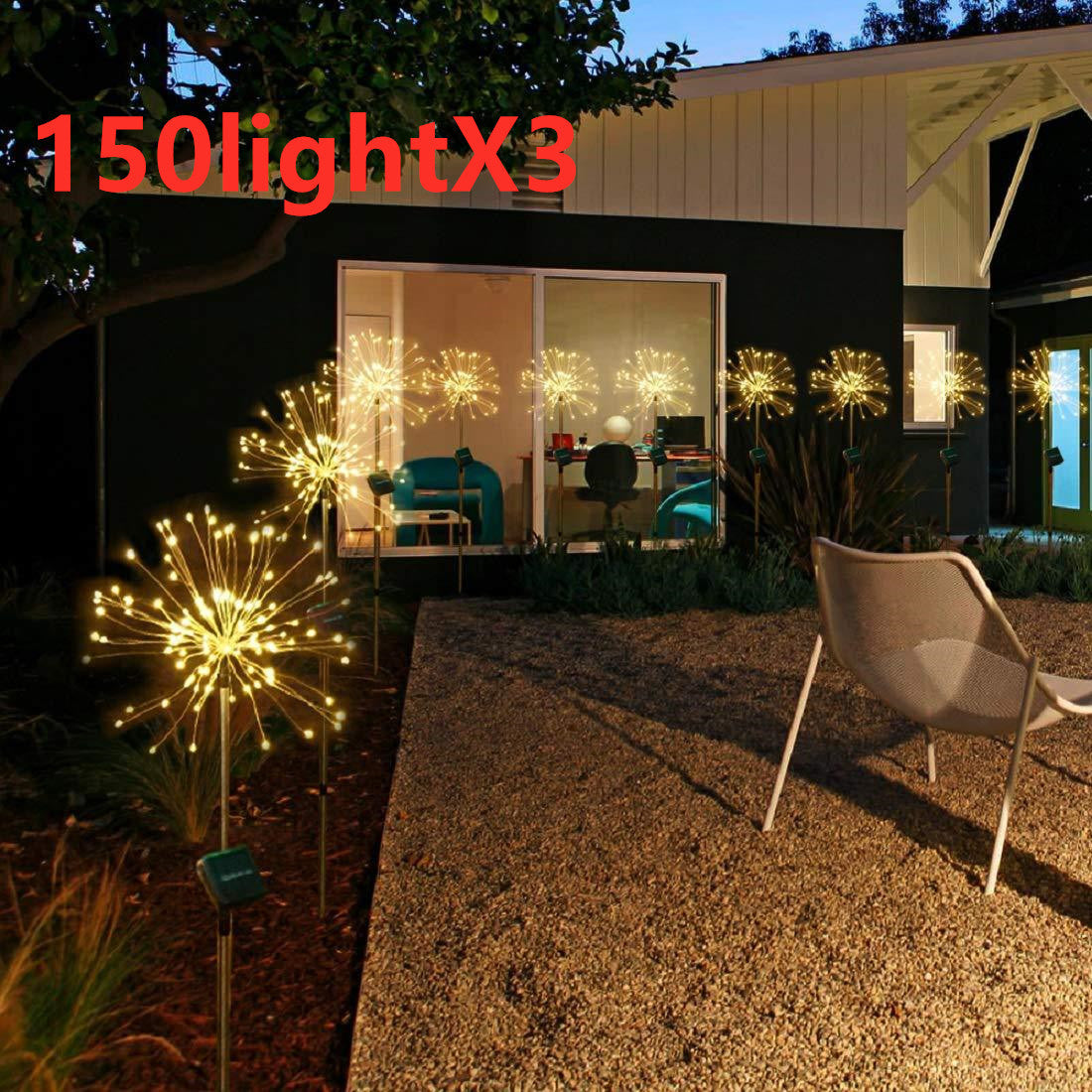 Solar Fireworks Lights LED String Copper Wire Garden Lights