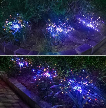 Solar Fireworks Lights LED String Copper Wire Garden Lights