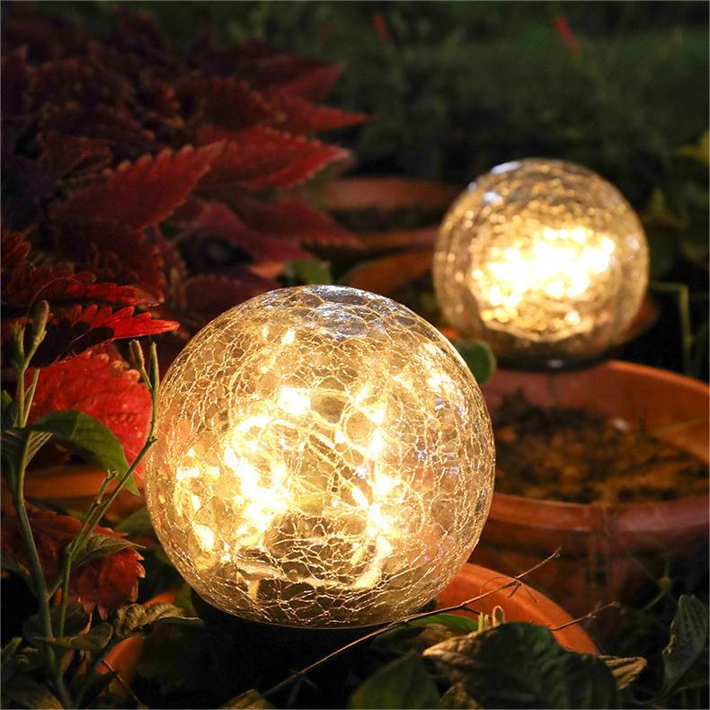 Solar Powered Cracked Glass Globe Waterproof Lights