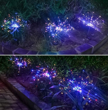 Solar Fireworks Lights LED String Copper Wire Garden Lights