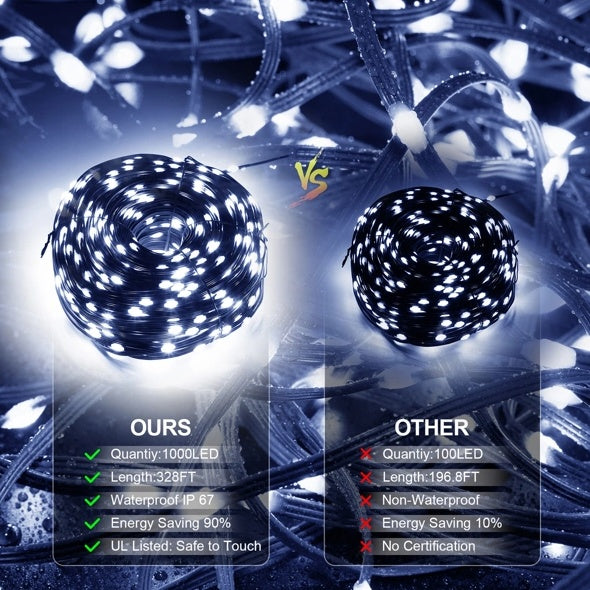 Christmas Lights 1000LED 328Ft Outdoor Decor String Strobe