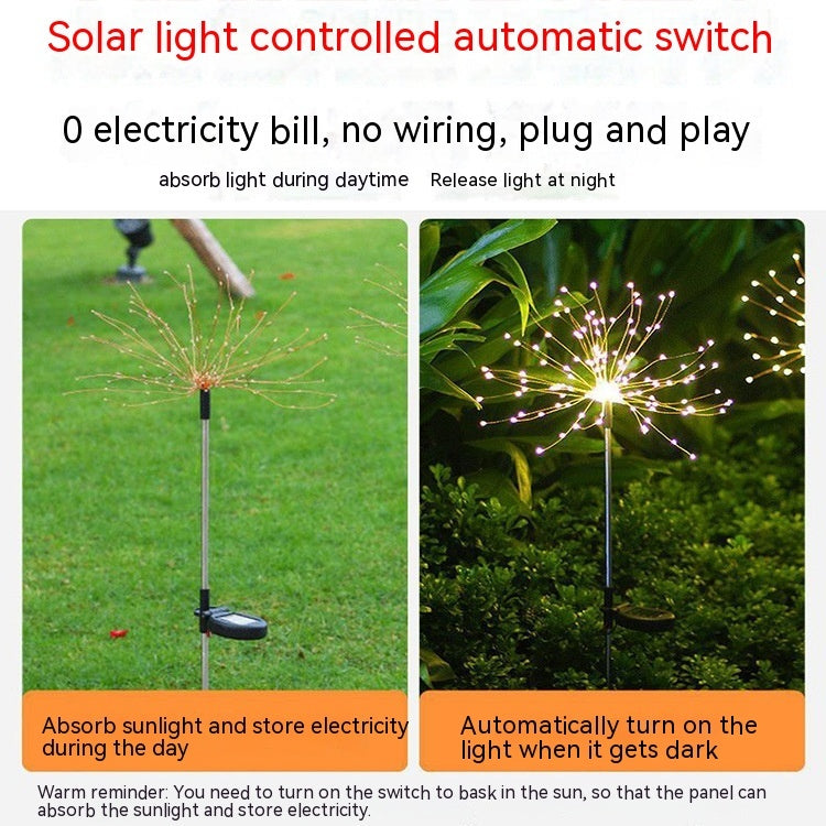 Solar Outdoor Fireworks LED Light Christmas Decor Light