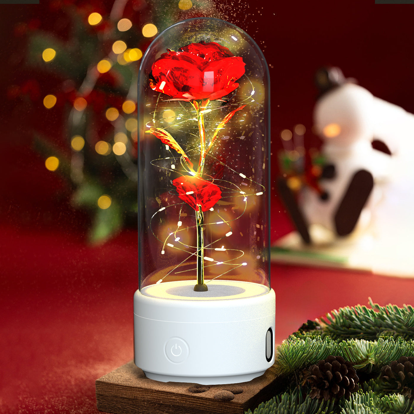 Christmas Light 2 In 1 Rose Luminous LED Light