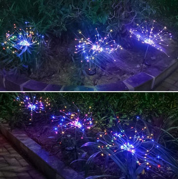 Solar Fireworks Lights LED String Copper Wire Garden Lights