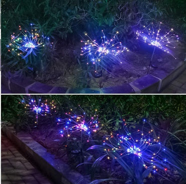 Solar Fireworks Lights LED String Copper Wire Garden Lights