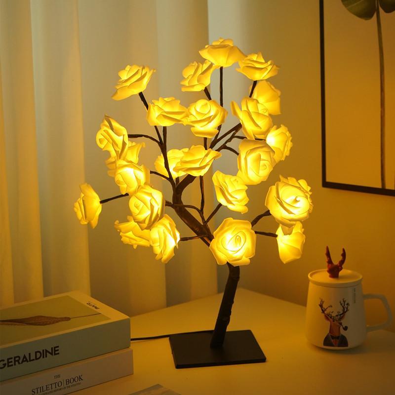 Christmas Light Flower Tree Rose Fairy Desk Night Lights