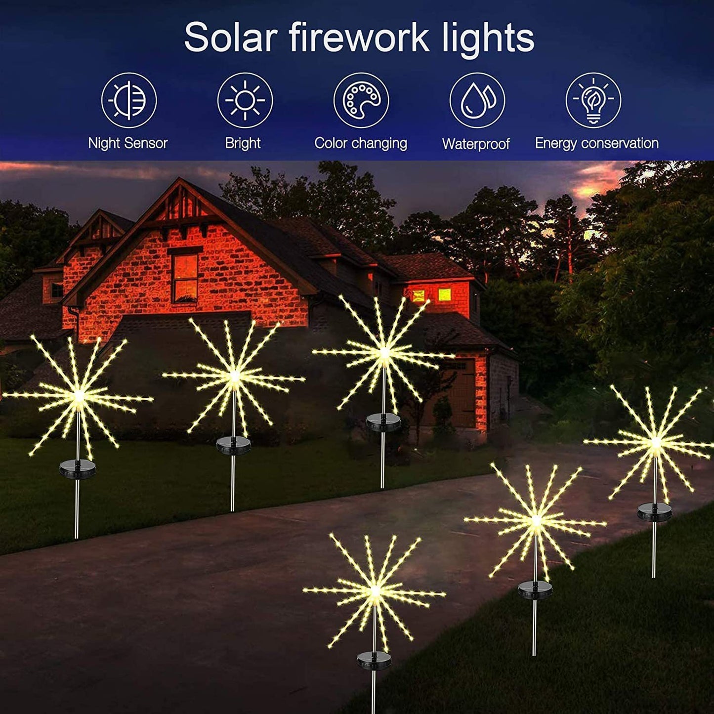 Solar Meteor Shower Marquee Fireworks Decor Lights