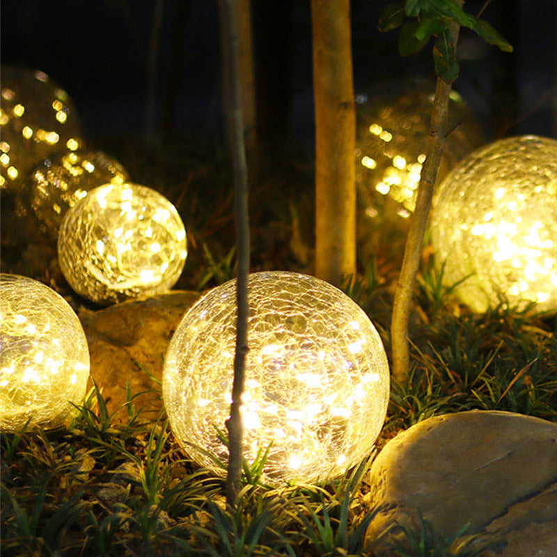 Solar Powered Cracked Glass Globe Waterproof Lights