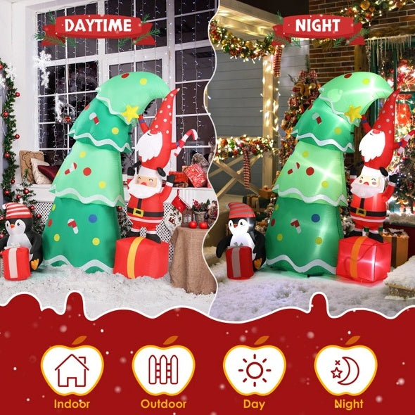 Christmas Lights 6FT Inflatable Tree Lights With Elf And Santa Claus