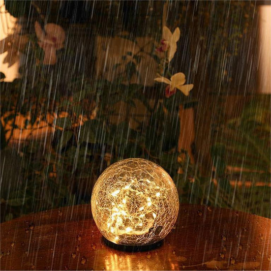 Solar Powered Cracked Glass Globe Waterproof Lights