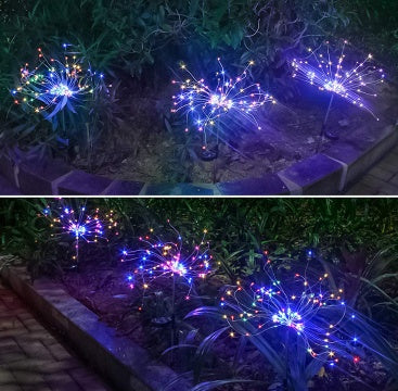 Solar Fireworks Lights LED String Copper Wire Garden Lights