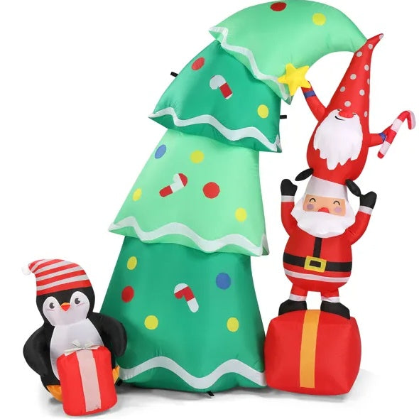Christmas Lights 6FT Inflatable Tree Lights With Elf And Santa Claus