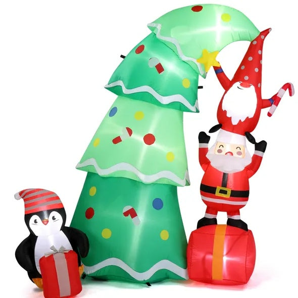 Christmas Lights 6FT Inflatable Tree Lights With Elf And Santa Claus