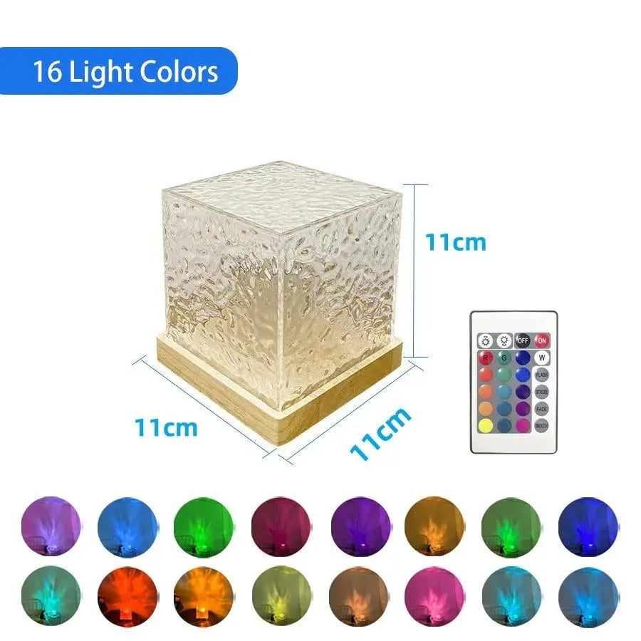 dimesions and 16 colors for water ripple projector night light