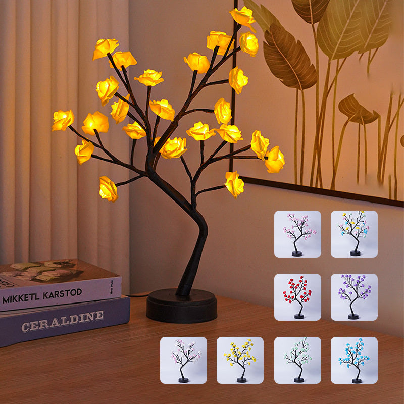 Christmas Light Flower Tree Rose Fairy Desk Night Lights
