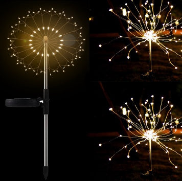 Solar Fireworks Lights LED String Copper Wire Garden Lights