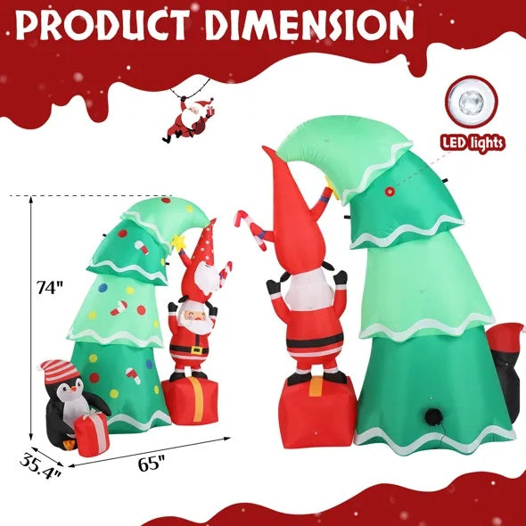 Christmas Lights 6FT Inflatable Tree Lights With Elf And Santa Claus