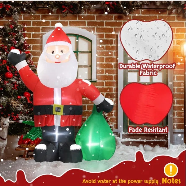 Christmas Lights 6FT Inflatable Santa Claus Lights With Large Gift Bag