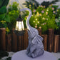 Solar Powered Grey Elephant Statue Outdoor Lantern